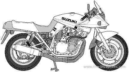 Мотоцикл Suzuki GSX 1100S Katana Custom - чертежи, габариты, рисунки