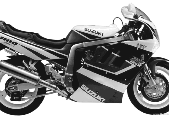 Мотоцикл Suzuki GSX R1100 (1991) - чертежи, габариты, рисунки