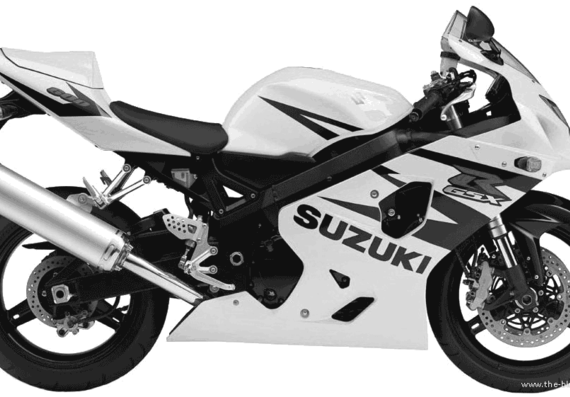Мотоцикл Suzuki GSX R600 (2004) - чертежи, габариты, рисунки