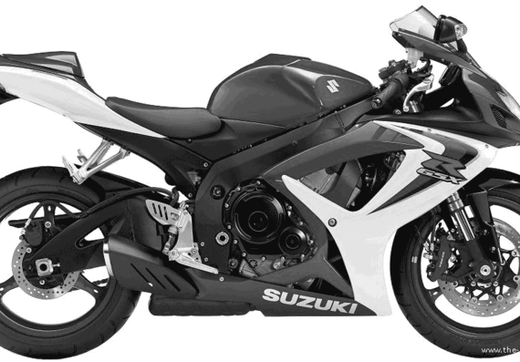Мотоцикл Suzuki GSX R600 (2006) - чертежи, габариты, рисунки