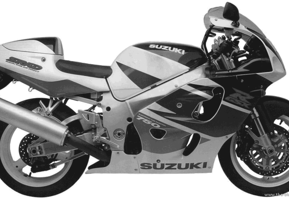 Мотоцикл Suzuki GSX R750 - чертежи, габариты, рисунки