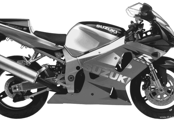 Мотоцикл Suzuki GSX R750 (2001) - чертежи, габариты, рисунки