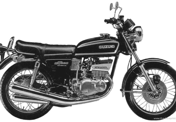 Мотоцикл Suzuki GT380 (1972) - чертежи, габариты, рисунки