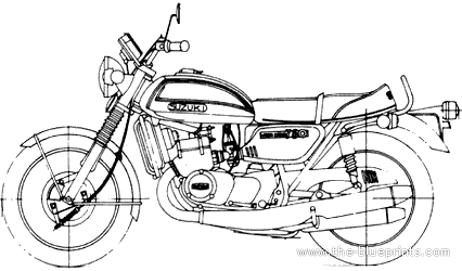 Suzuki GT750 motorcycle - drawings, dimensions, figures