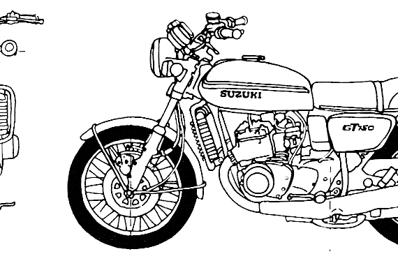 Мотоцикл Suzuki GT750 (1975) - чертежи, габариты, рисунки