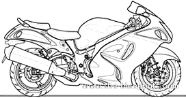 Мотоцикл Suzuki Hayabusa 1300cc (2009) - чертежи, габариты, рисунки