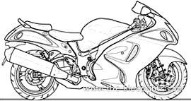 Мотоцикл Suzuki Hayabusa 1300cc (2010) - чертежи, габариты, рисунки