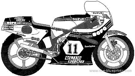 Мотоцикл Suzuki RGB500 (1979) - чертежи, габариты, рисунки