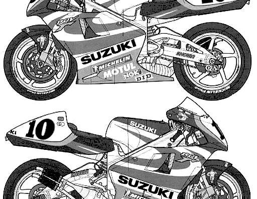 Мотоцикл Suzuki RGV 500 (1999) - чертежи, габариты, рисунки