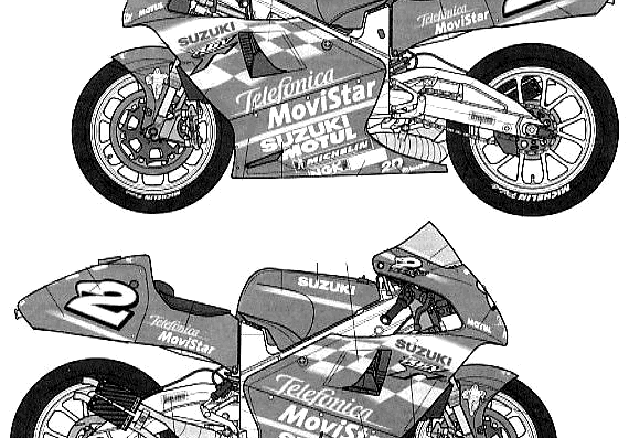 Мотоцикл Suzuki RGV Gamma (2000) - чертежи, габариты, рисунки