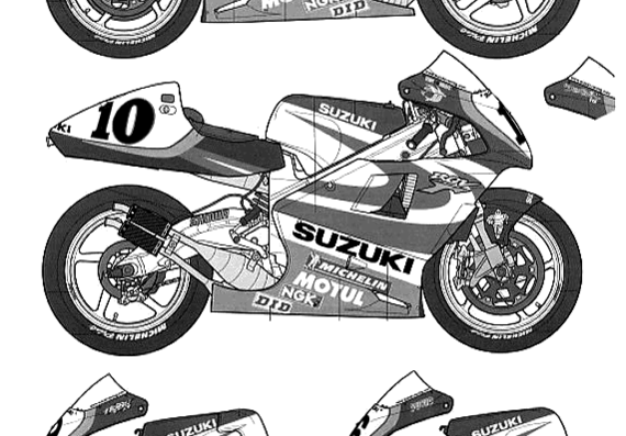 Мотоцикл Suzuki RGV (XR89) - чертежи, габариты, рисунки