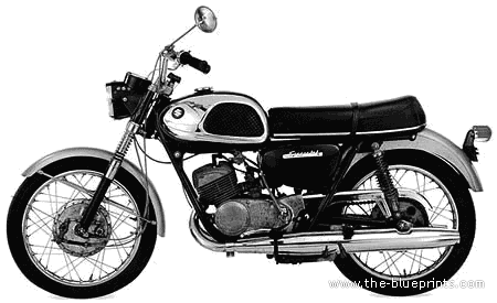 Мотоцикл Suzuki T20 Super Six (1966) - чертежи, габариты, рисунки