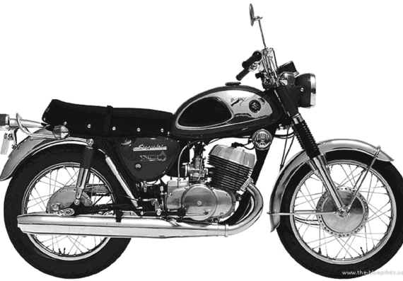 Мотоцикл Suzuki T500 (1968) - чертежи, габариты, рисунки