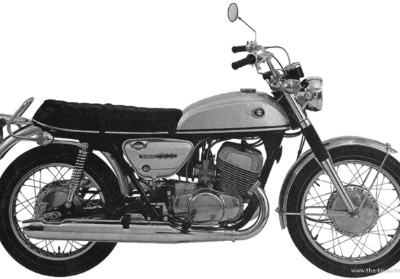 Мотоцикл Suzuki T500 Titan (1970) - чертежи, габариты, рисунки