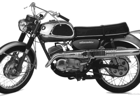 Мотоцикл Suzuki TC250 (1968) - чертежи, габариты, рисунки