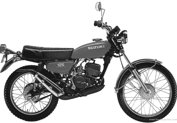 Мотоцикл Suzuki TS125 (1971) - чертежи, габариты, рисунки