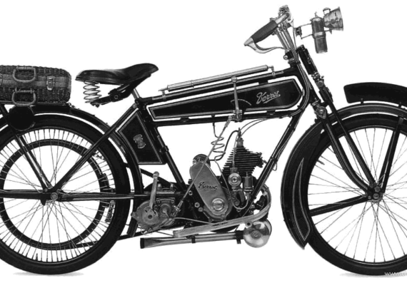 Мотоцикл Terrot (1924) - чертежи, габариты, рисунки