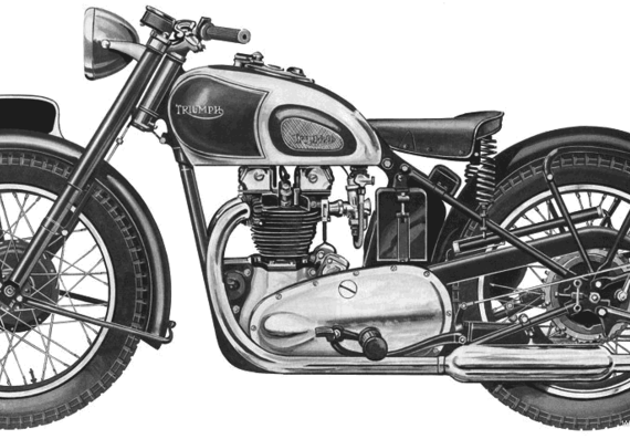 Мотоцикл Triumph 500 SpeedTwin (1948) - чертежи, габариты, рисунки