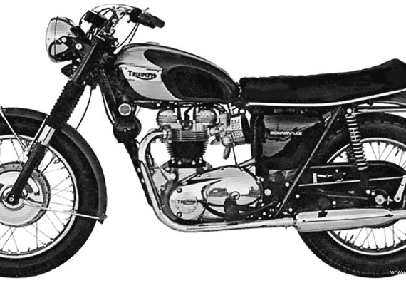 Мотоцикл Triumph 650 Bonneville (1970) - чертежи, габариты, рисунки