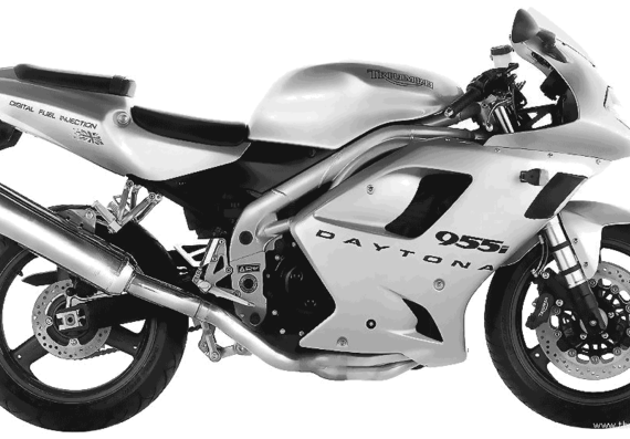 Мотоцикл Triumph 955i Daytona (2002) - чертежи, габариты, рисунки