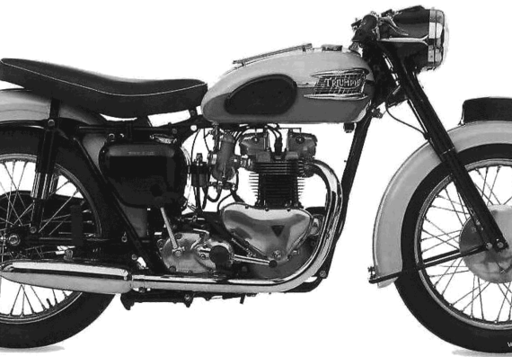 Мотоцикл Triumph Bonneville (1959) - чертежи, габариты, рисунки