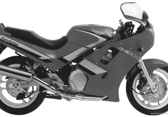 Triumph Daytona1000 motorcycle (1992) - drawings, dimensions, pictures