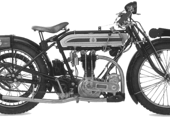 Мотоцикл Triumph Model R (1923) - чертежи, габариты, рисунки