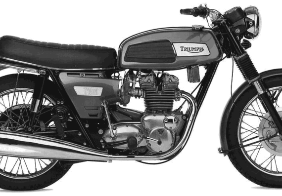 Мотоцикл Triumph T150 (1969) - чертежи, габариты, рисунки