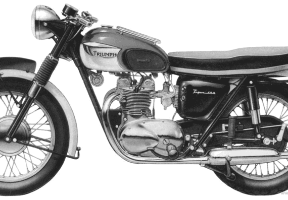 Мотоцикл Triumph Tiger 100 (1966) - чертежи, габариты, рисунки