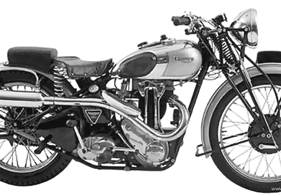 Мотоцикл Triumph Tiger 80 (1939) - чертежи, габариты, рисунки