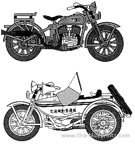 Motorcycle Type 97 Motorcycle - drawings, dimensions, figures