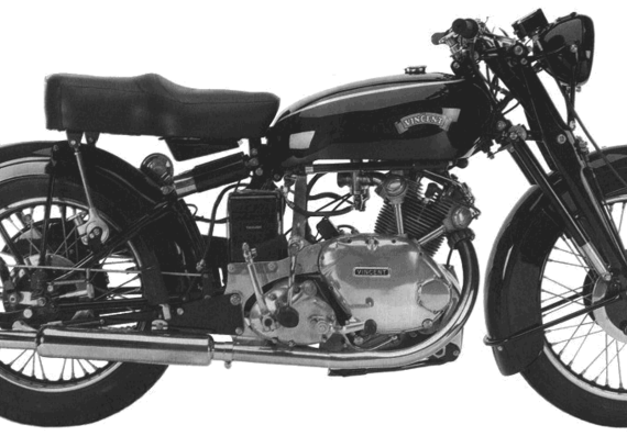 Мотоцикл Vincent Comet (1953) - чертежи, габариты, рисунки