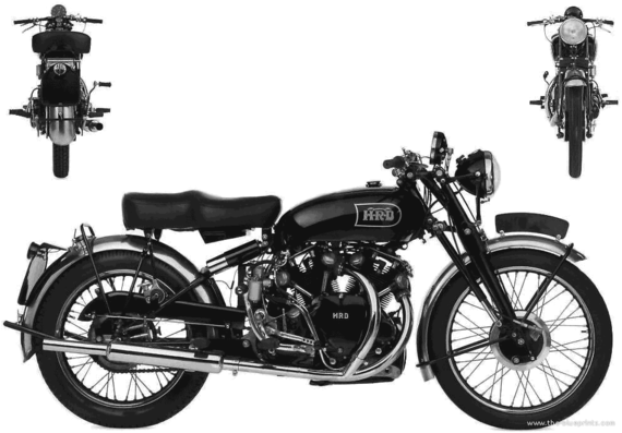 Vincent HRD motorcycle (1949) - drawings, dimensions, figures