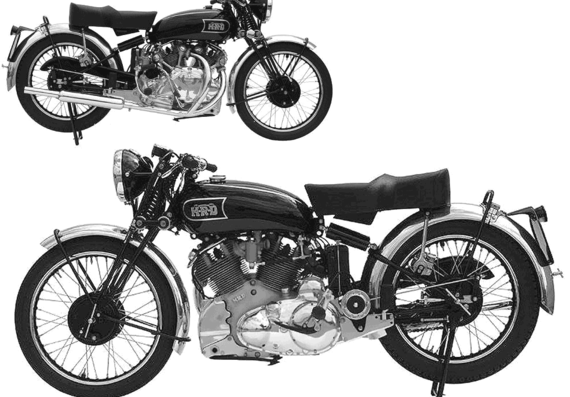 Vincent HRD BlackShadow motorcycle (1950) - drawings, dimensions, pictures