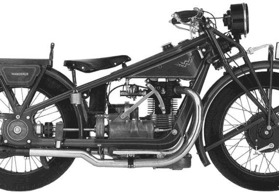 Мотоцикл Wanderer 500 (1930) - чертежи, габариты, рисунки