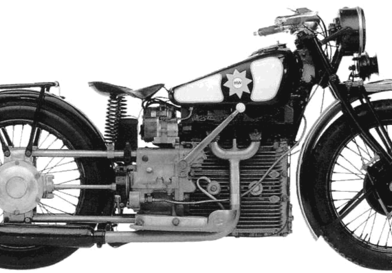 Windhoff motorcycle 750 _ 4 (1927) - drawings, dimensions, figures