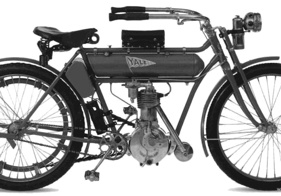 Мотоцикл Yale (1910) - чертежи, габариты, рисунки