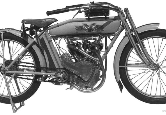 Мотоцикл Yale Twin (1913) - чертежи, габариты, рисунки