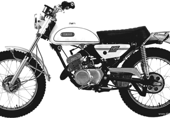 Мотоцикл Yamaha 125 AT1 (1971) - чертежи, габариты, рисунки