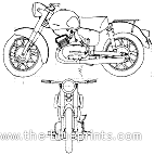 Мотоцикл Yamaha 250 (1958) - чертежи, габариты, рисунки