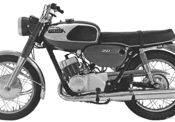 Мотоцикл Yamaha 350YR1 (1967) - чертежи, габариты, рисунки