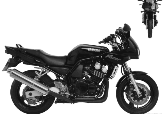 Мотоцикл Yamaha FZS600 Fazer (1998) - чертежи, габариты, рисунки