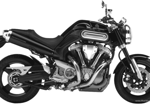 Мотоцикл Yamaha MT 01 (2005) - чертежи, габариты, рисунки