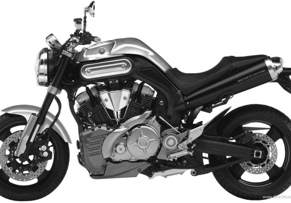 Мотоцикл Yamaha MT 01 L (2005) - чертежи, габариты, рисунки
