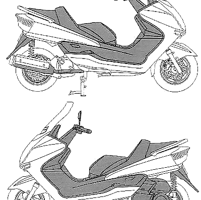 Yamaha Majesty motorcycle - drawings, dimensions, pictures