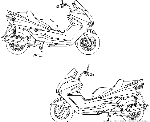 Мотоцикл Yamaha Majesty C - чертежи, габариты, рисунки
