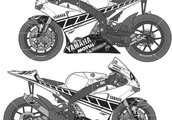 Мотоцикл Yamaha Moto GP - чертежи, габариты, рисунки