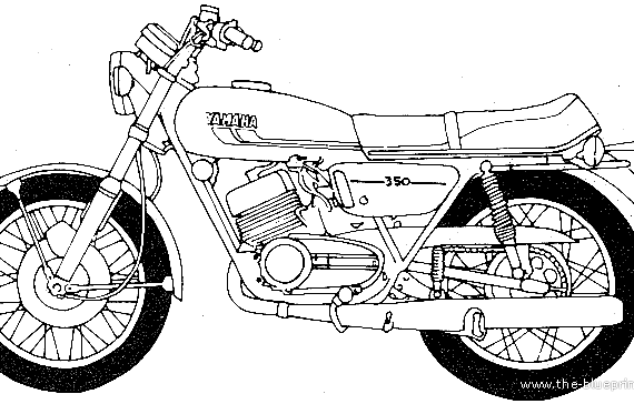 Мотоцикл Yamaha RD350 (1975) - чертежи, габариты, рисунки