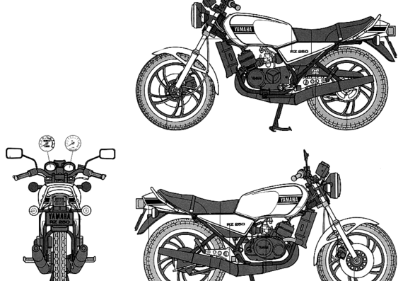 Yamaha RZ250 motorcycle - drawings, dimensions, figures