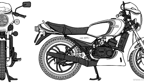 Yamaha RZ350 motorcycle - drawings, dimensions, pictures
